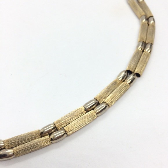 VINTAGE MID CENTURY MODERN MCM BRUSHED GOLD TONE DOUBLE STRAND NECKLACE - Picture 10 of 12